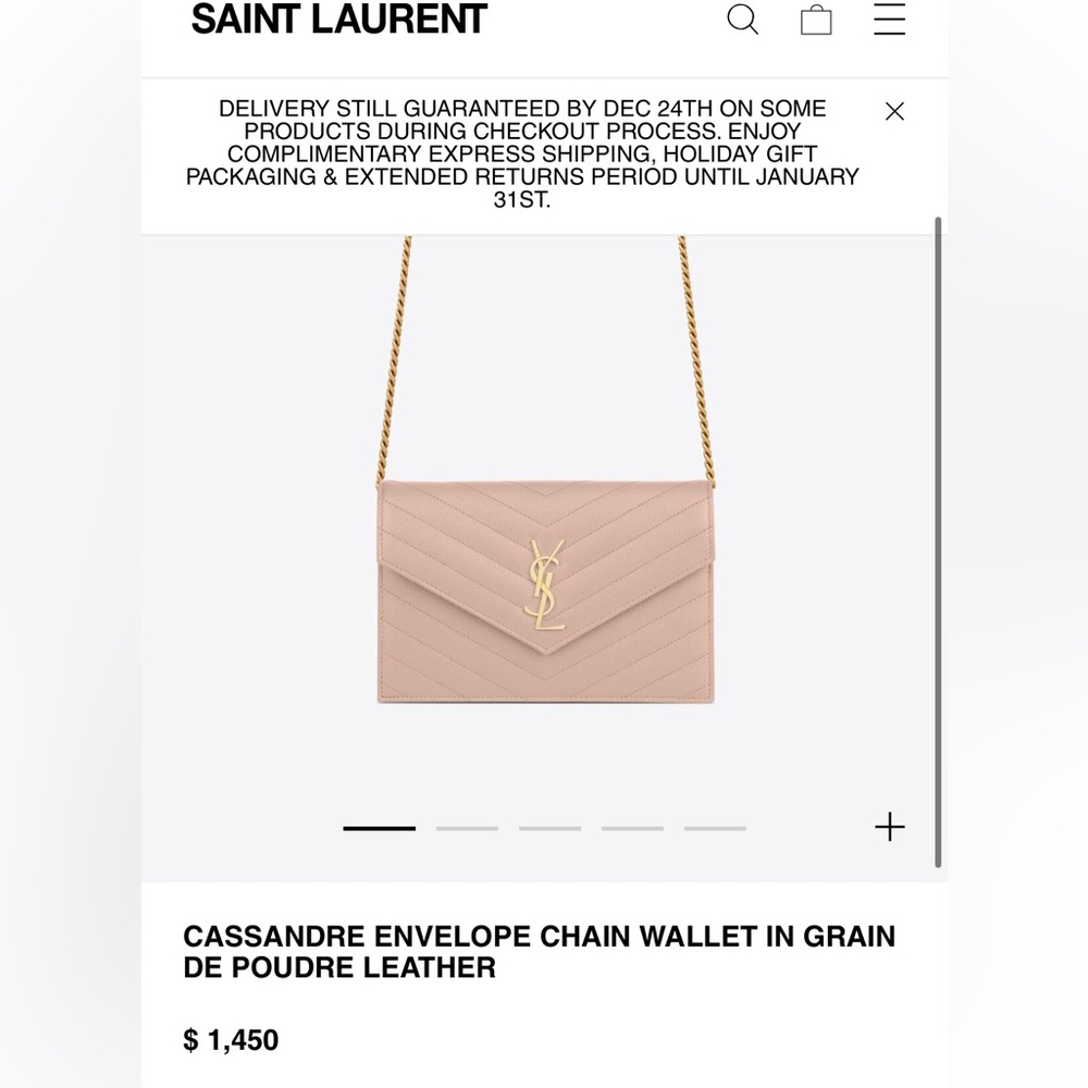 YSL blush pink envelope flap wallet on chain - Picture 14 of 14
